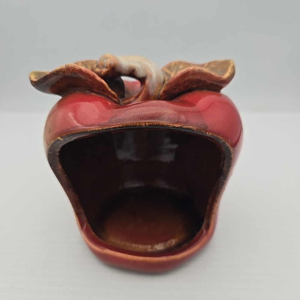 Vintage Red Ceramic Apple Kitchen Scrubbie Sponge Soap Holder 4.5in